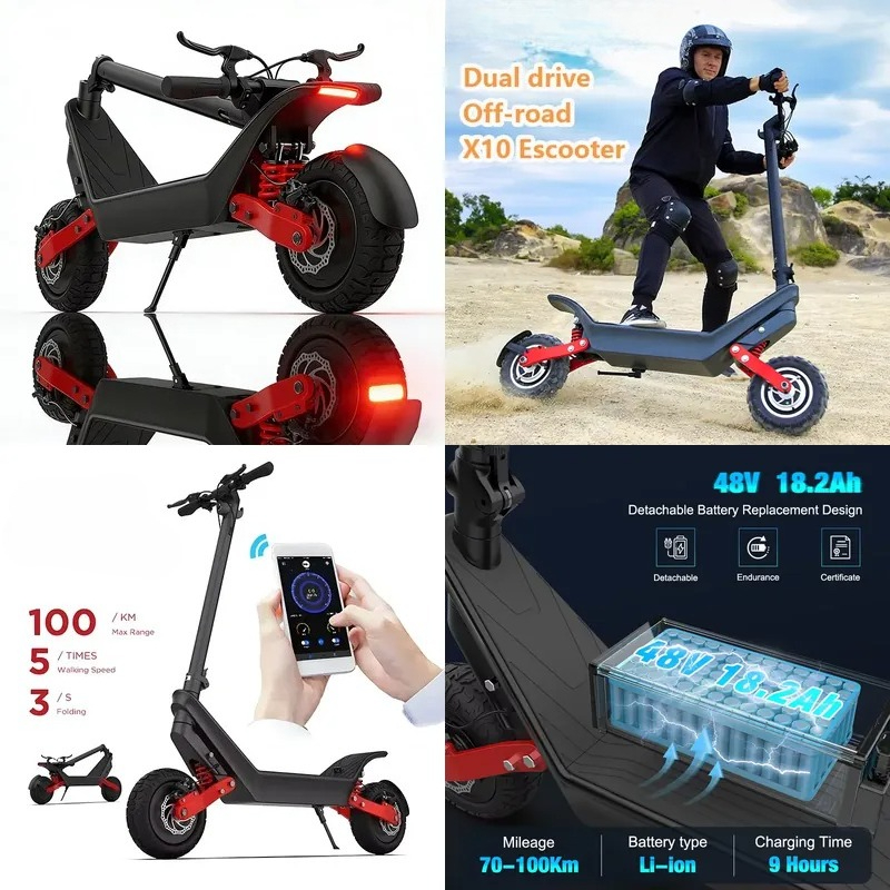 Powerful 2000W Dual Motor X10  - đánh giá và giá Electric Scooter Adults